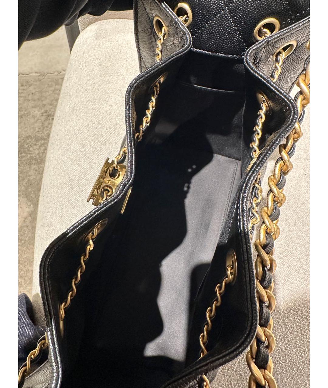 CHANEL Черная кожаная сумка тоут, фото 7