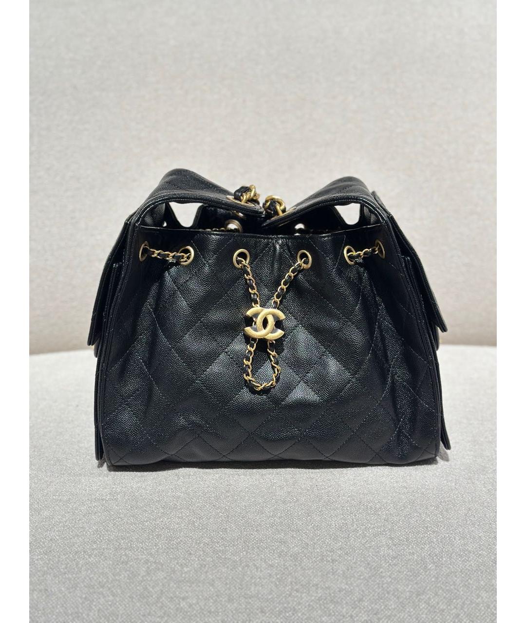 CHANEL Черная кожаная сумка тоут, фото 8