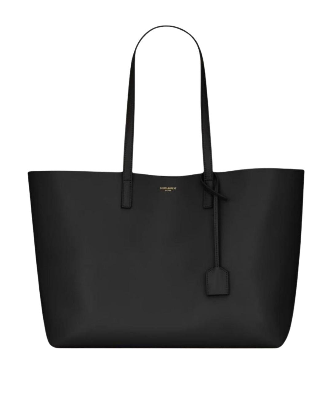 SAINT LAURENT Черная кожаная сумка с короткими ручками, фото 1