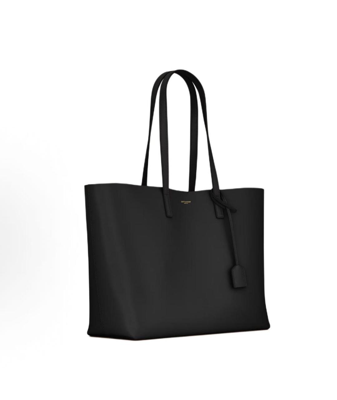 SAINT LAURENT Черная кожаная сумка с короткими ручками, фото 3