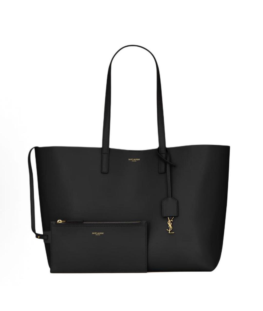 SAINT LAURENT Черная кожаная сумка с короткими ручками, фото 2