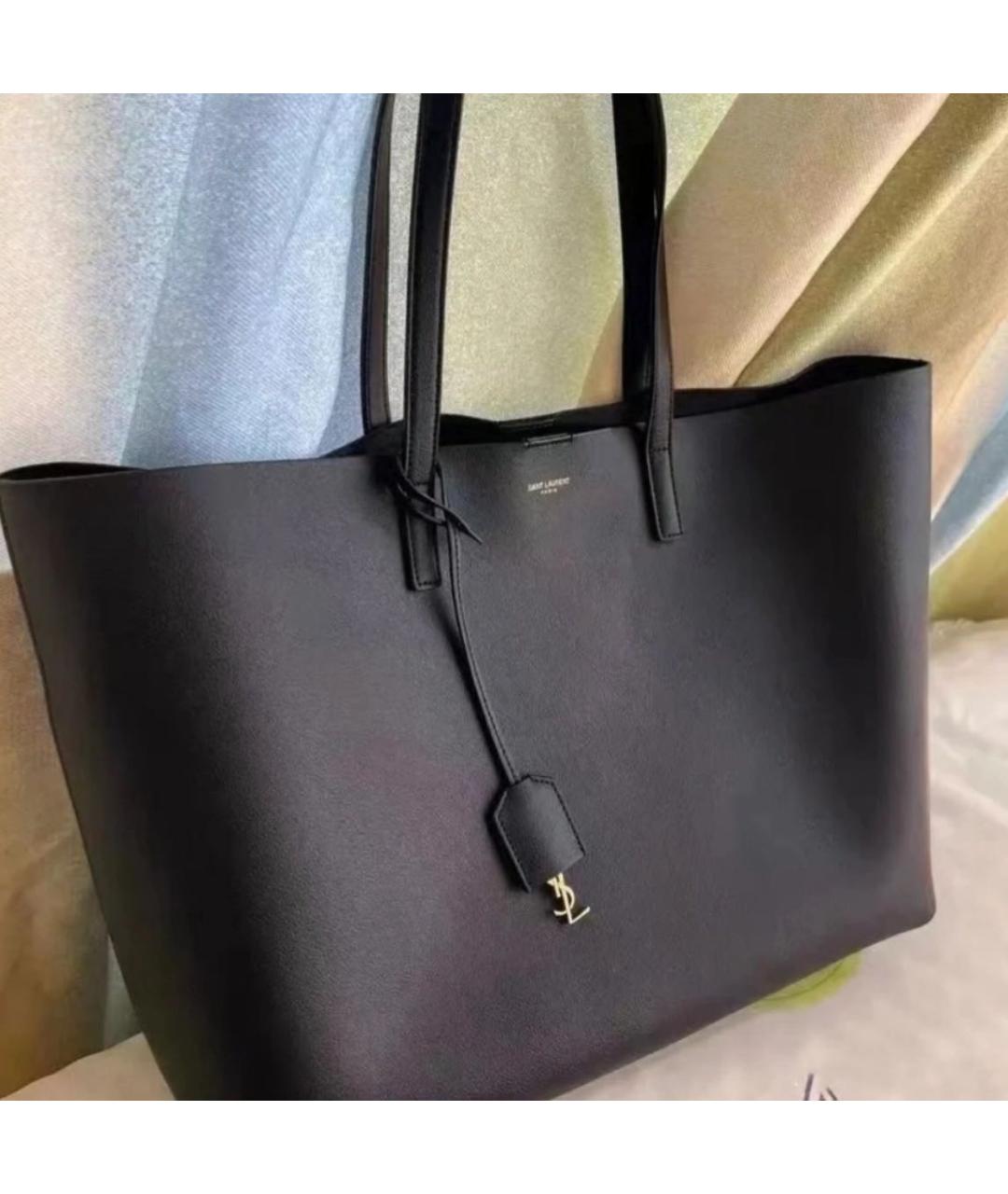 SAINT LAURENT Черная кожаная сумка с короткими ручками, фото 8