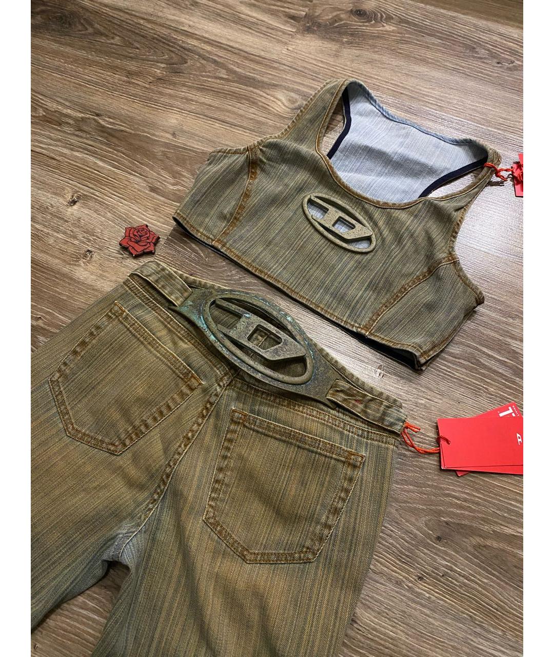 DIESEL Коричневые хлопко-эластановые джинсы клеш, фото 7