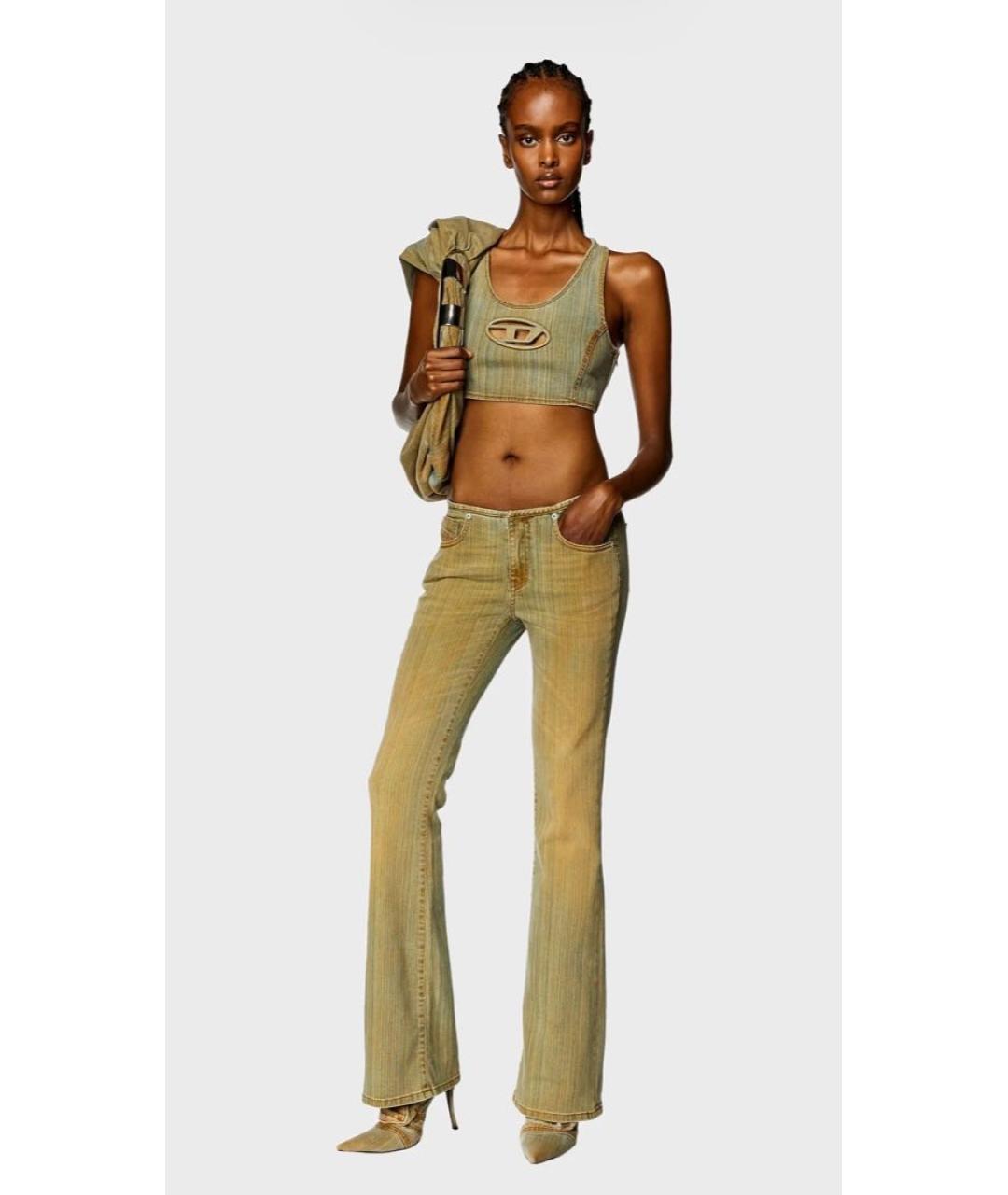 DIESEL Коричневые хлопко-эластановые джинсы клеш, фото 2