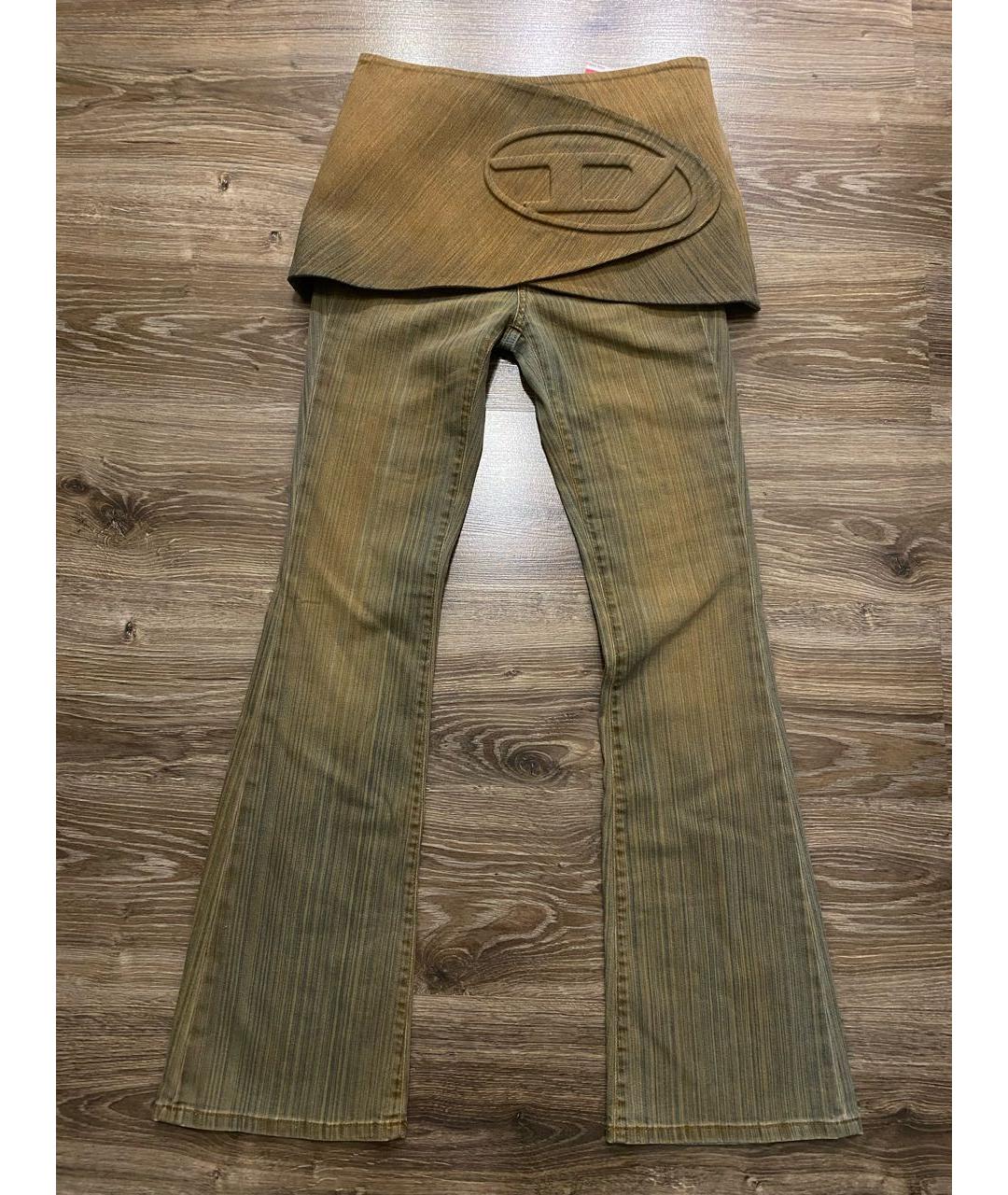 DIESEL Коричневые хлопко-эластановые джинсы клеш, фото 8