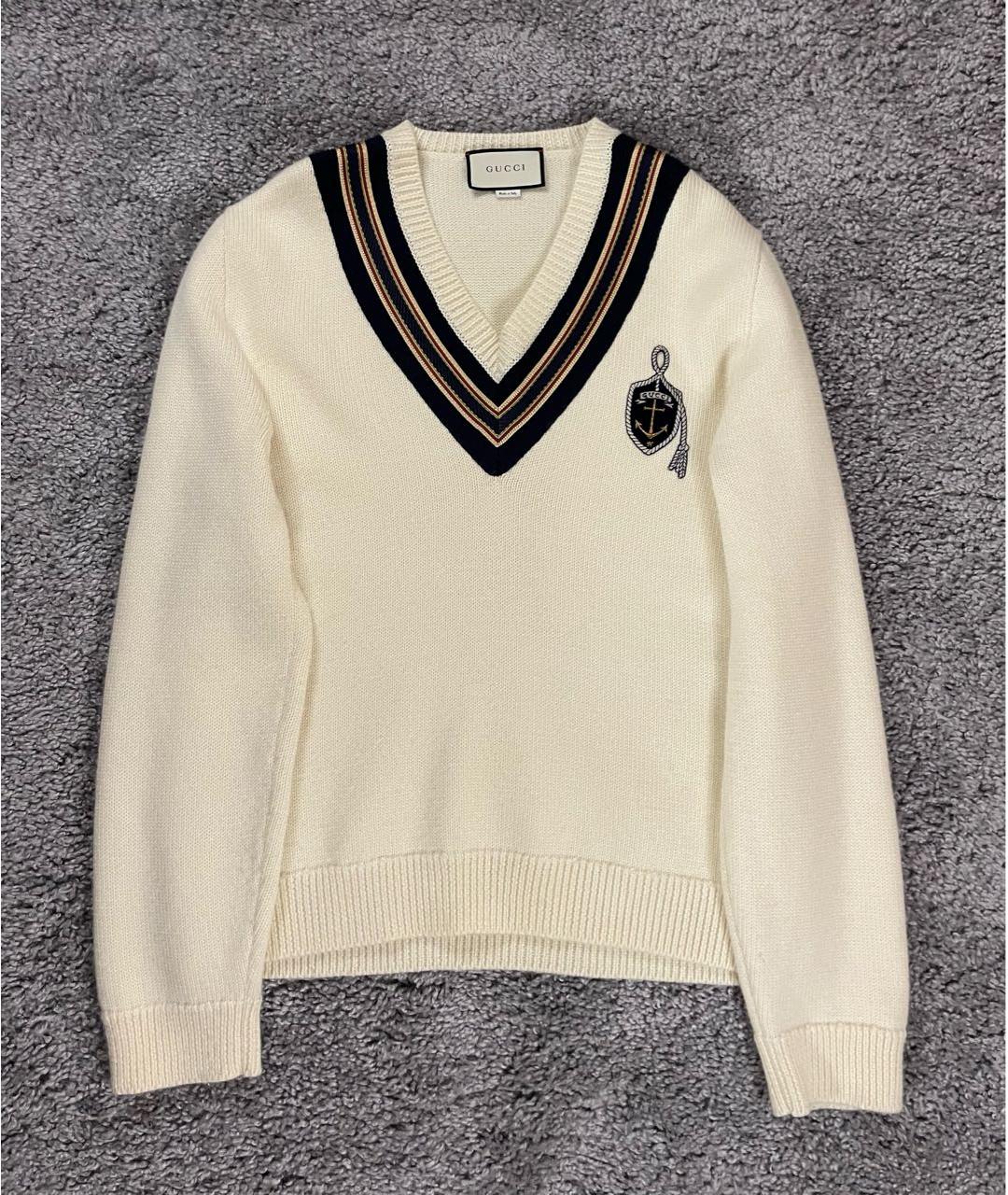 GUCCI Бежевый шерстяной джемпер / свитер, фото 8