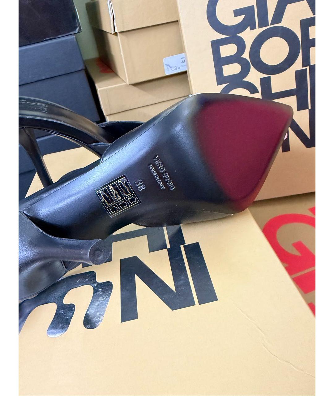 GIABORGHINI Черные кожаные мюли, фото 7