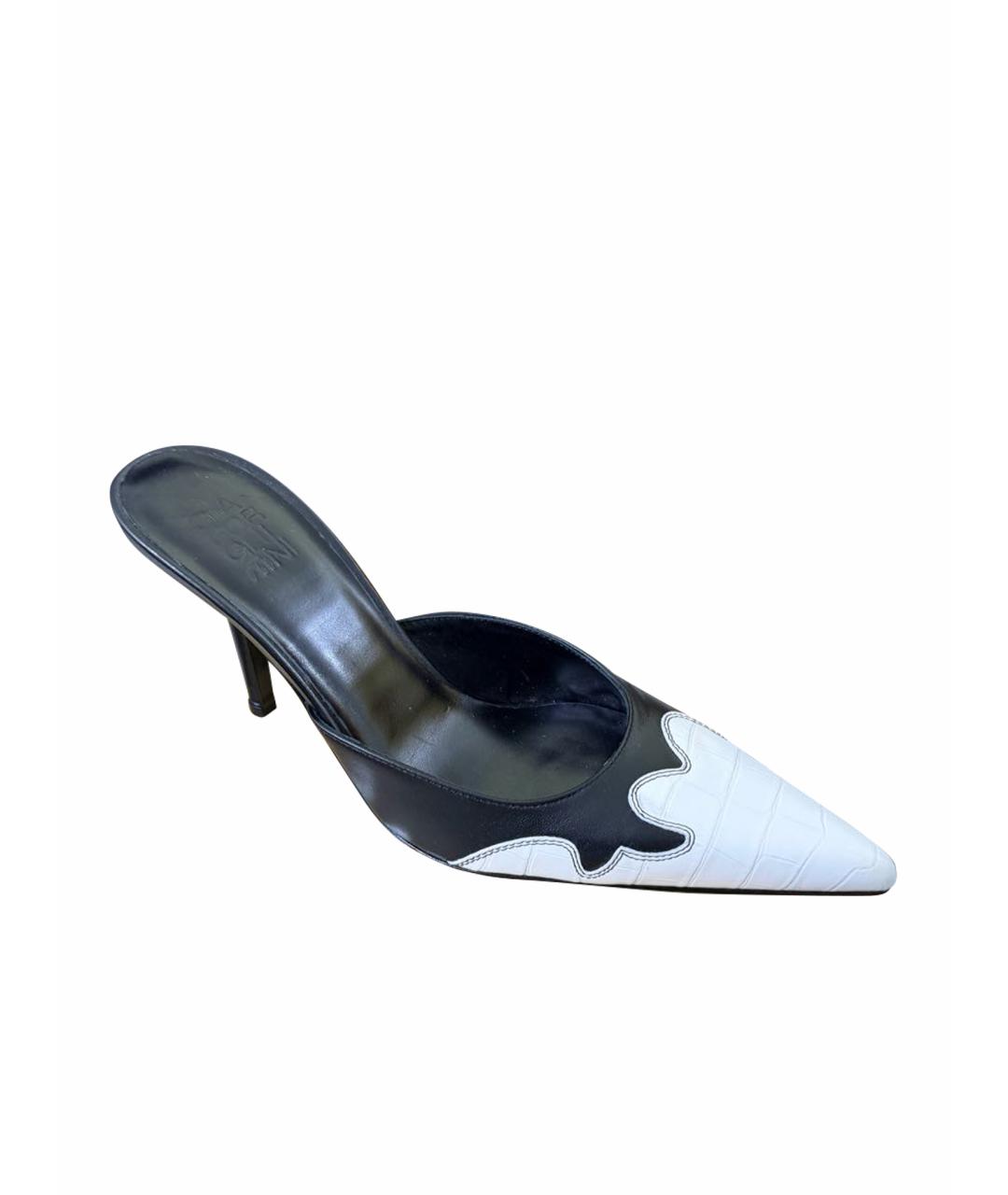 GIABORGHINI Черные кожаные мюли, фото 1