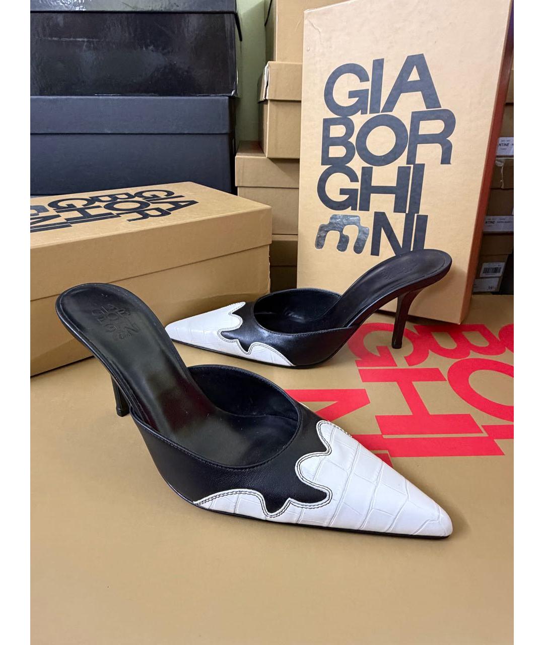 GIABORGHINI Черные кожаные мюли, фото 5