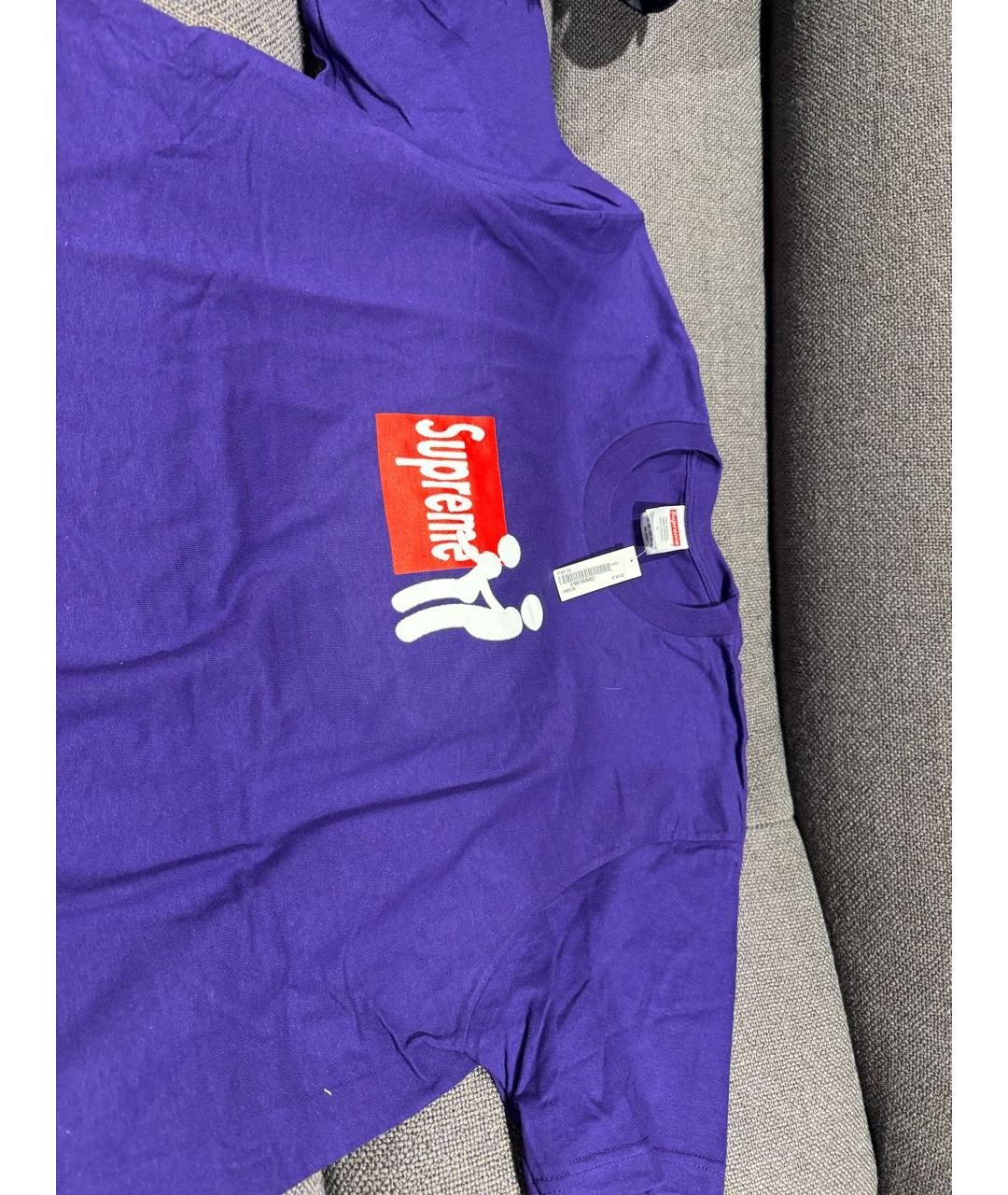 SUPREME Фиолетовая хлопковая футболка, фото 2