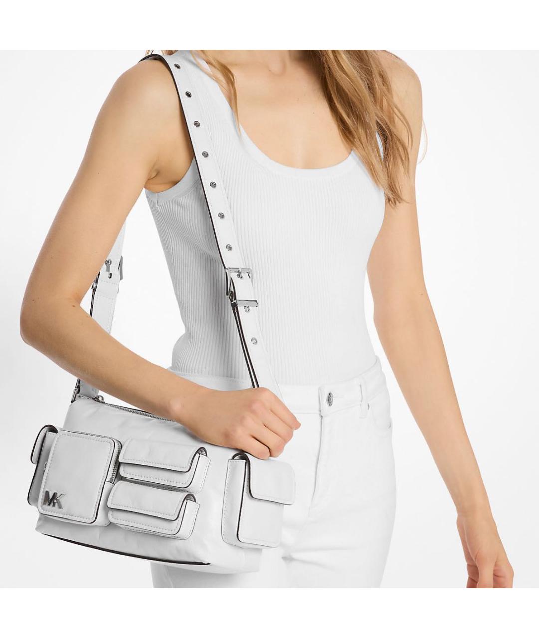 MICHAEL KORS Белая кожаная сумка через плечо, фото 4