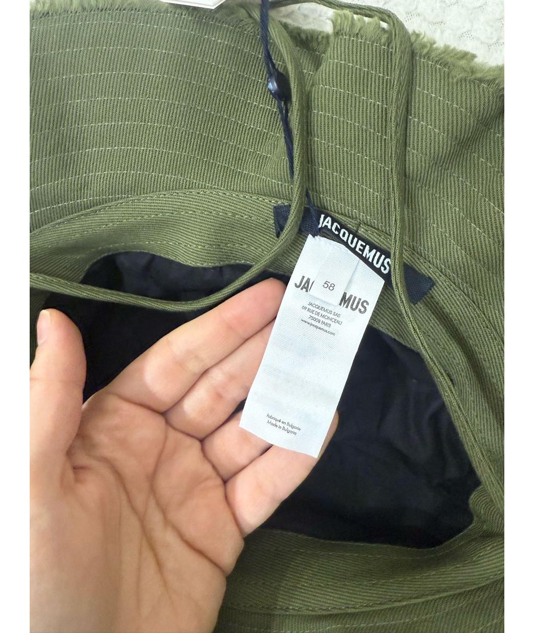 JACQUEMUS Хаки хлопковая панама, фото 3