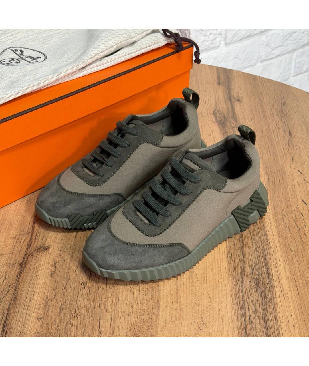 HERMES Коричневые замшевые кроссовки, фото 2