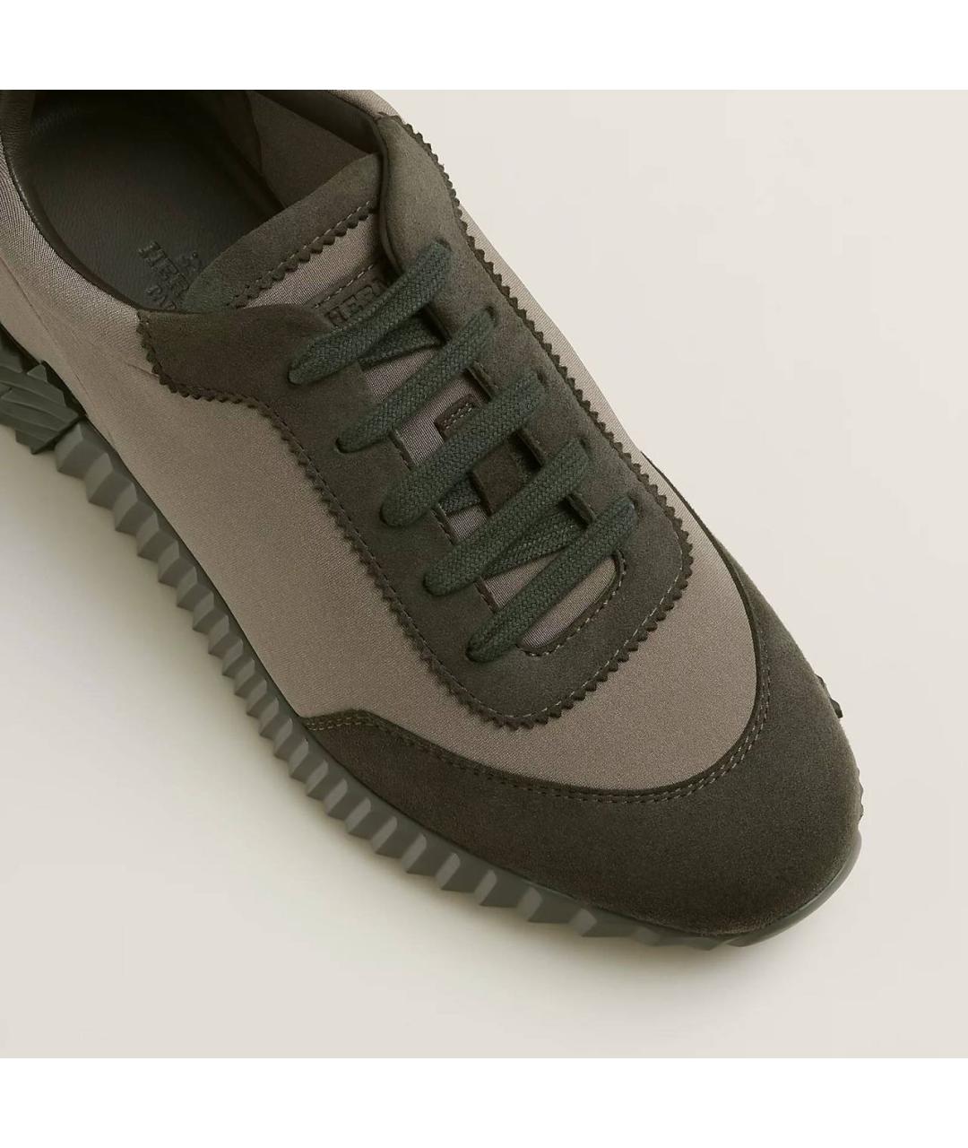 HERMES Коричневые замшевые кроссовки, фото 5