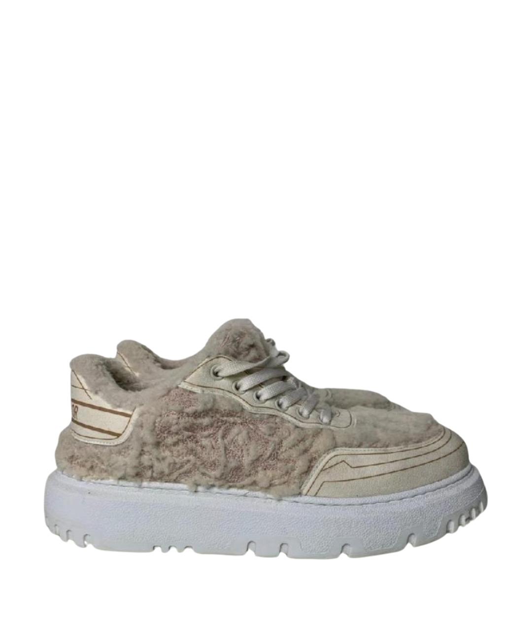 CHRISTIAN DIOR Бежевые замшевые кеды, фото 1