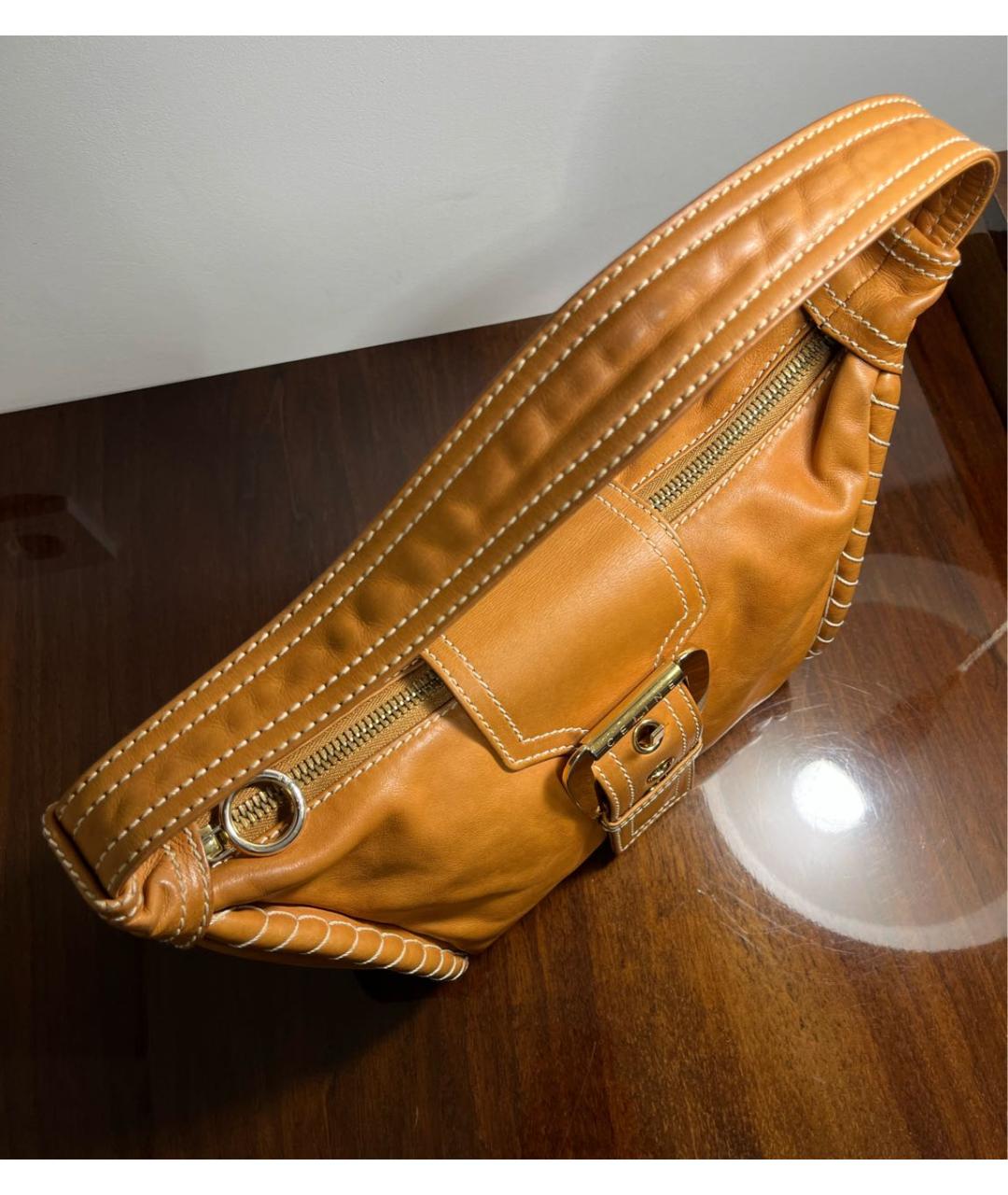 CELINE Коричневая кожаная сумка с короткими ручками, фото 4