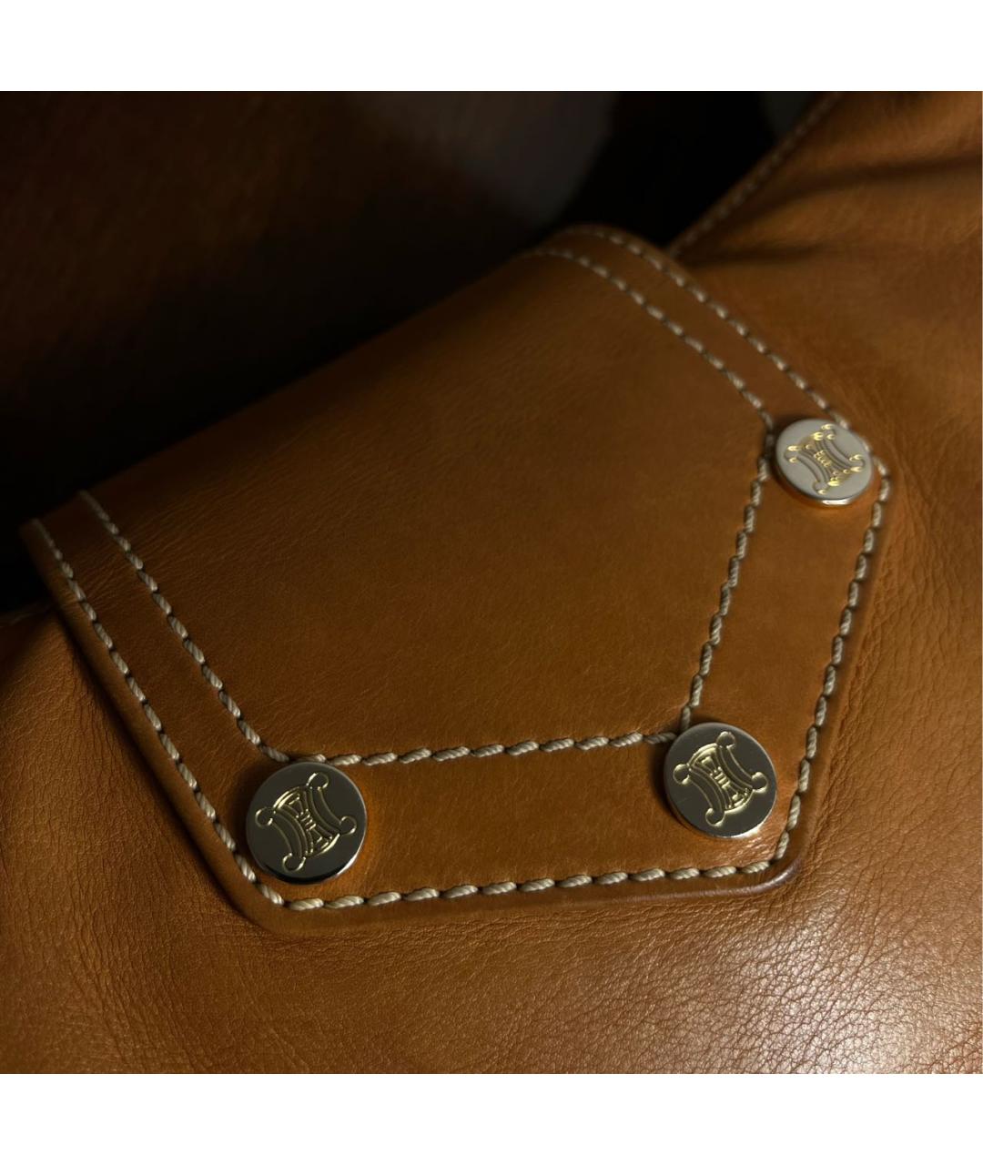 CELINE Коричневая кожаная сумка с короткими ручками, фото 5