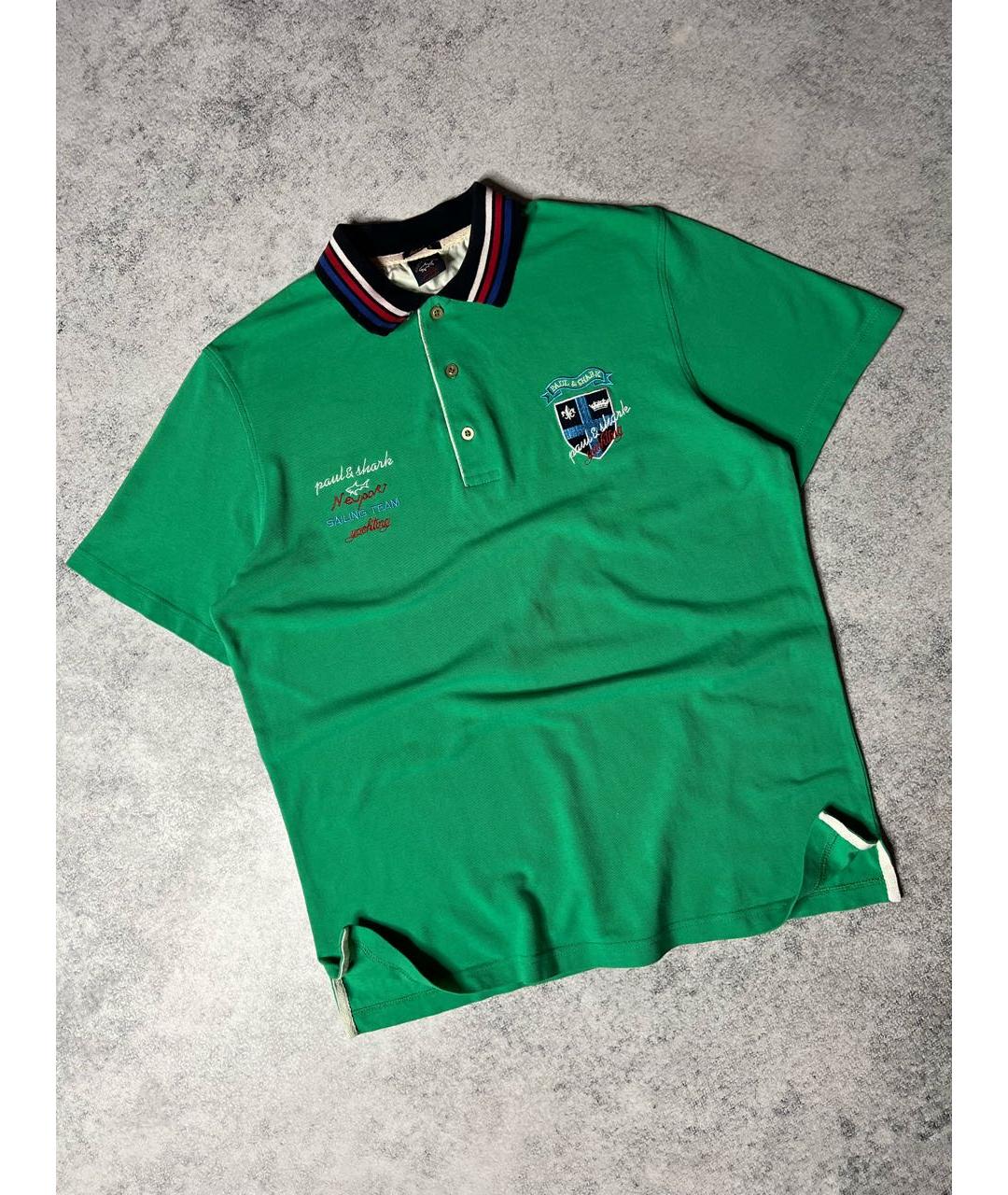 PAUL & SHARK Зеленые хлопковое поло с коротким рукавом, фото 7