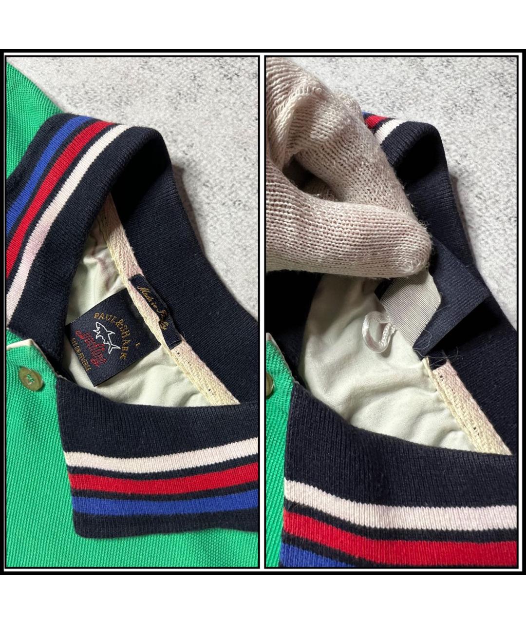 PAUL & SHARK Зеленые хлопковое поло с коротким рукавом, фото 6