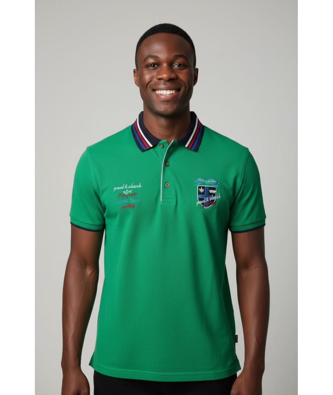 PAUL & SHARK Зеленые хлопковое поло с коротким рукавом, фото 2