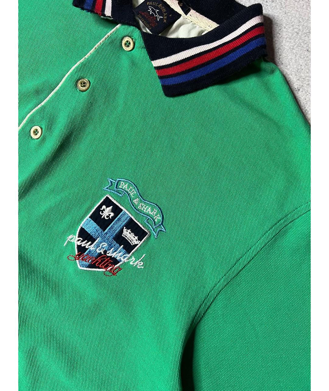 PAUL & SHARK Зеленые хлопковое поло с коротким рукавом, фото 4