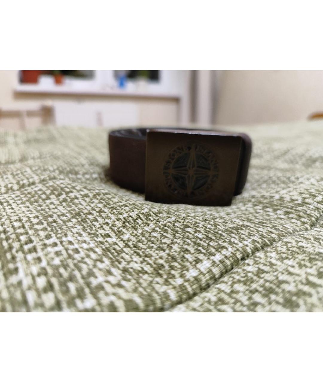 STONE ISLAND Коричневый кожаный ремень, фото 6
