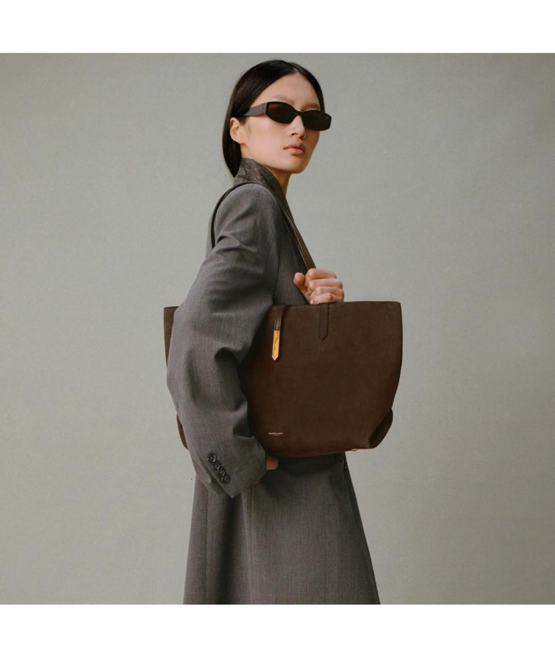 DEMELLIER Коричневая замшевая сумка с короткими ручками, фото 7