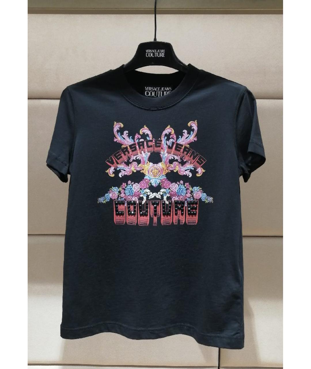 VERSACE JEANS COUTURE Черная хлопковая футболка, фото 3