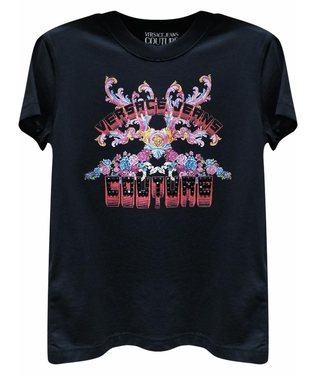 VERSACE JEANS COUTURE Черная хлопковая футболка, фото 1