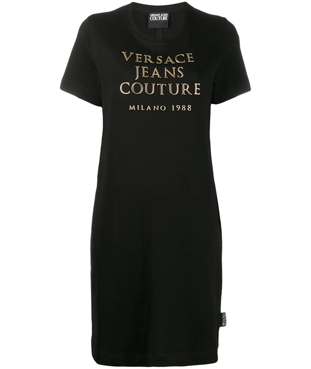 VERSACE JEANS COUTURE Черное хлопковое повседневное платье, фото 1