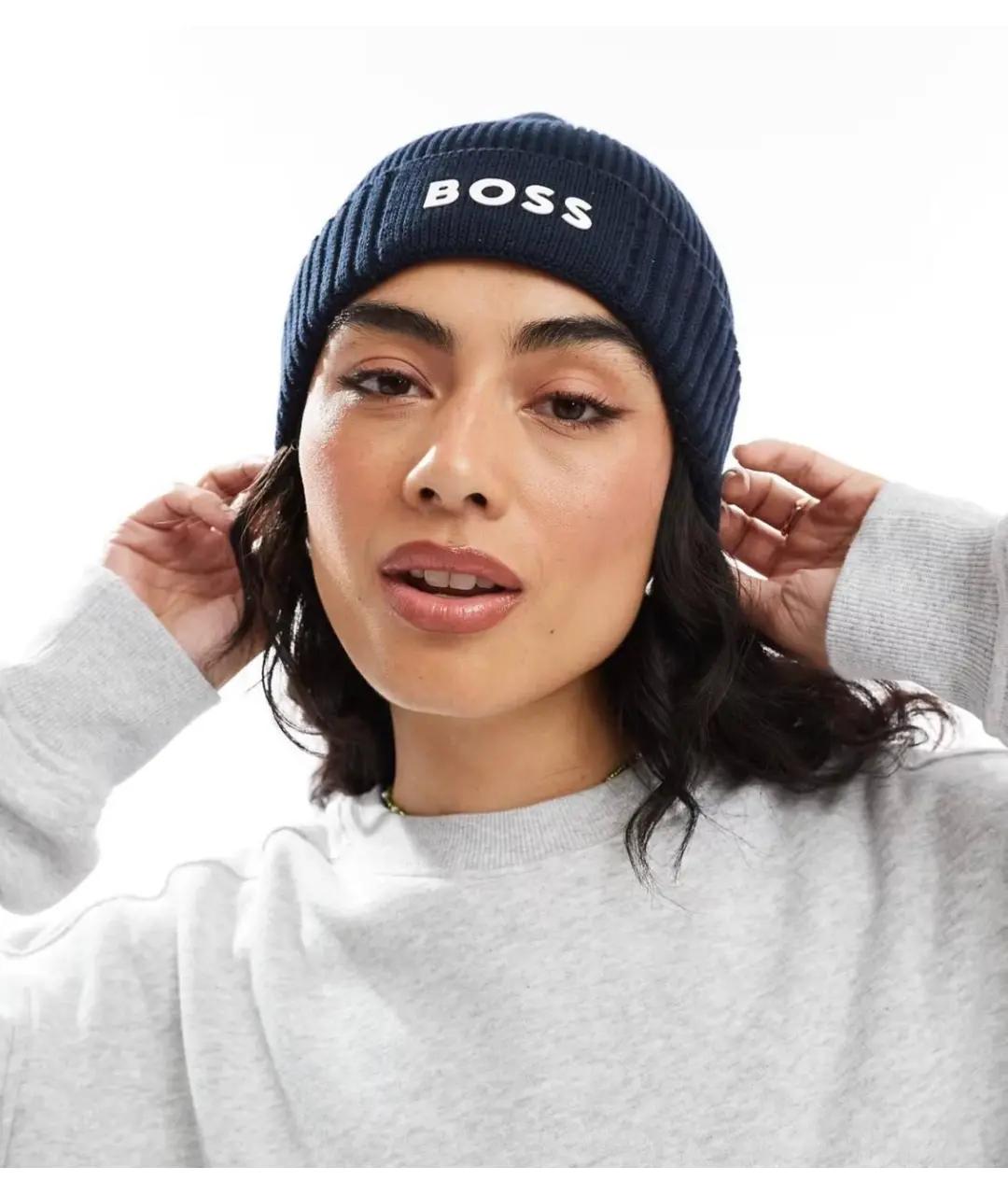 HUGO BOSS Темно-синяя хлопковая шапка, фото 6