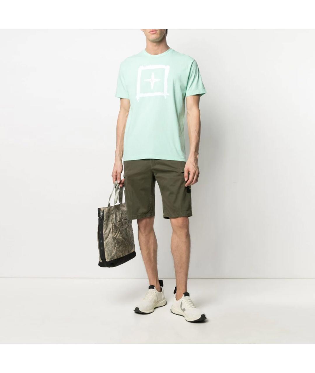 STONE ISLAND Хаки хлопковые шорты, фото 2