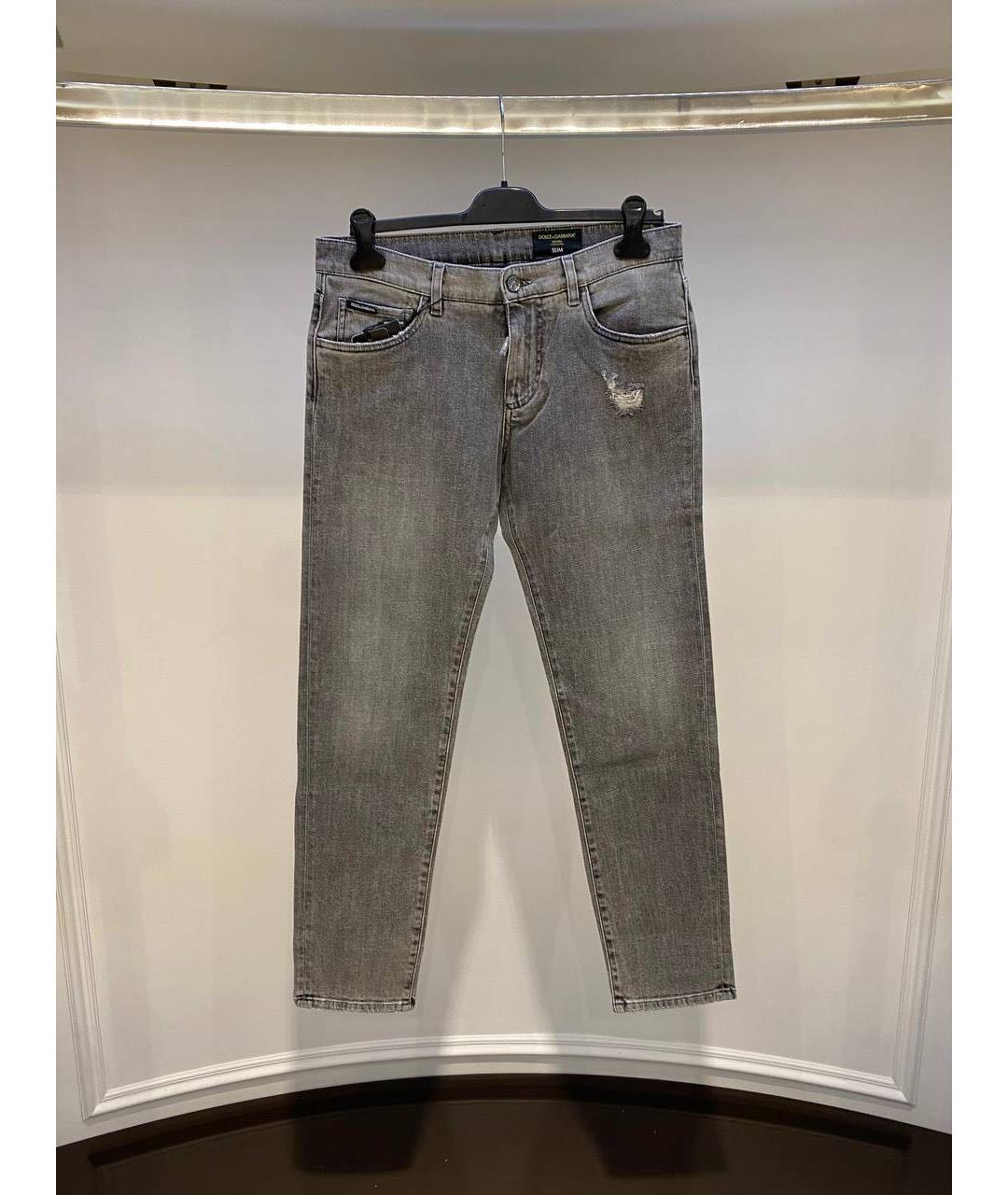 DOLCE&GABBANA Серые хлопко-эластановые джинсы, фото 3