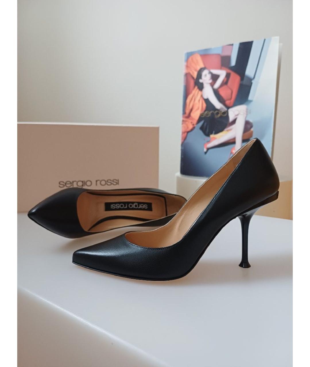 SERGIO ROSSI Черные кожаные туфли, фото 3