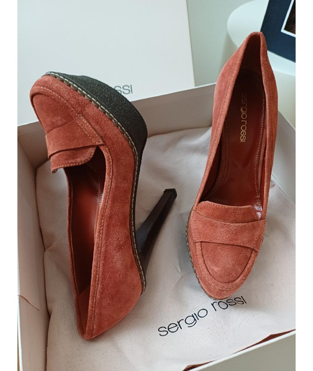SERGIO ROSSI Коричневые замшевые туфли, фото 6