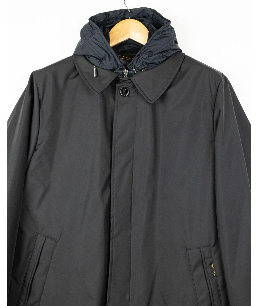 MOORER Черный полиэстеровый тренч / плащ, фото 2