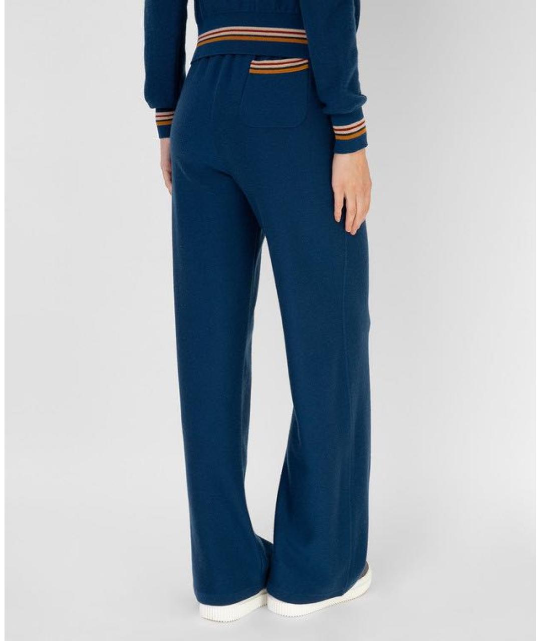 LORO PIANA Синие кашемировые прямые брюки, фото 3