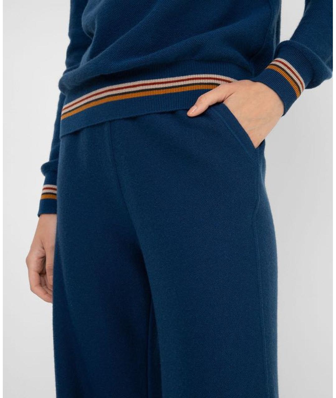 LORO PIANA Синие кашемировые прямые брюки, фото 4