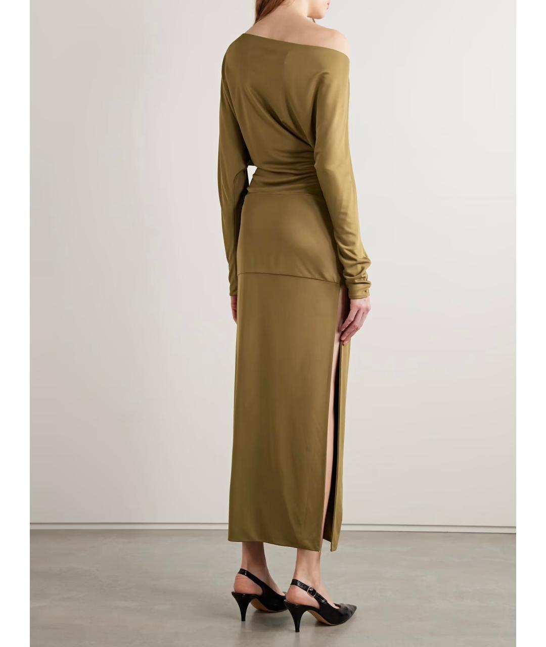KHAITE Хаки вискозное коктейльное платье, фото 3
