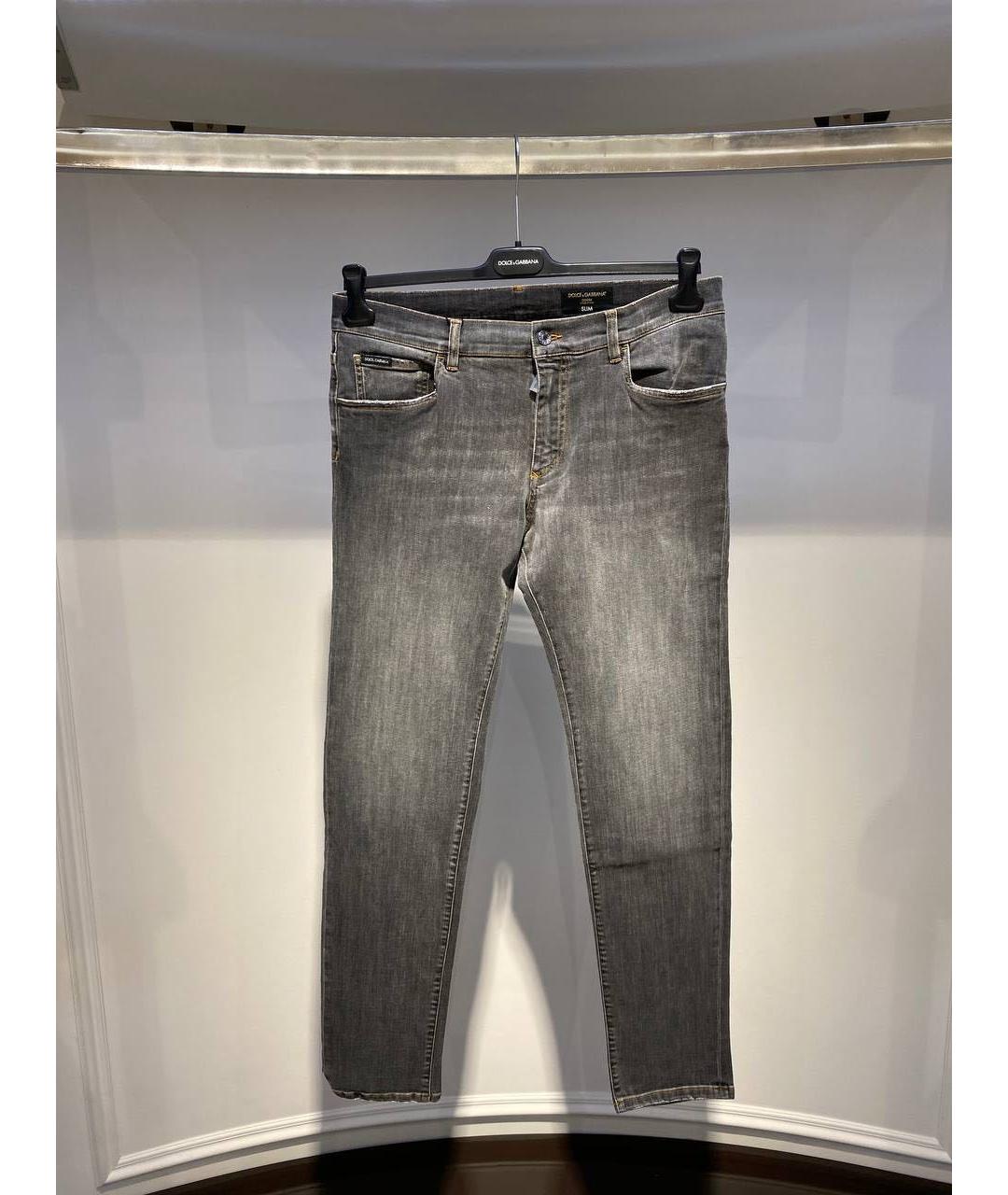 DOLCE&GABBANA Серые хлопко-эластановые джинсы, фото 3