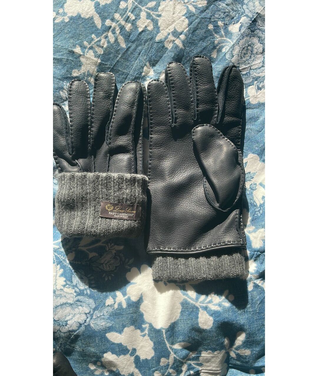 LORO PIANA Черные кашемировые перчатки, фото 3