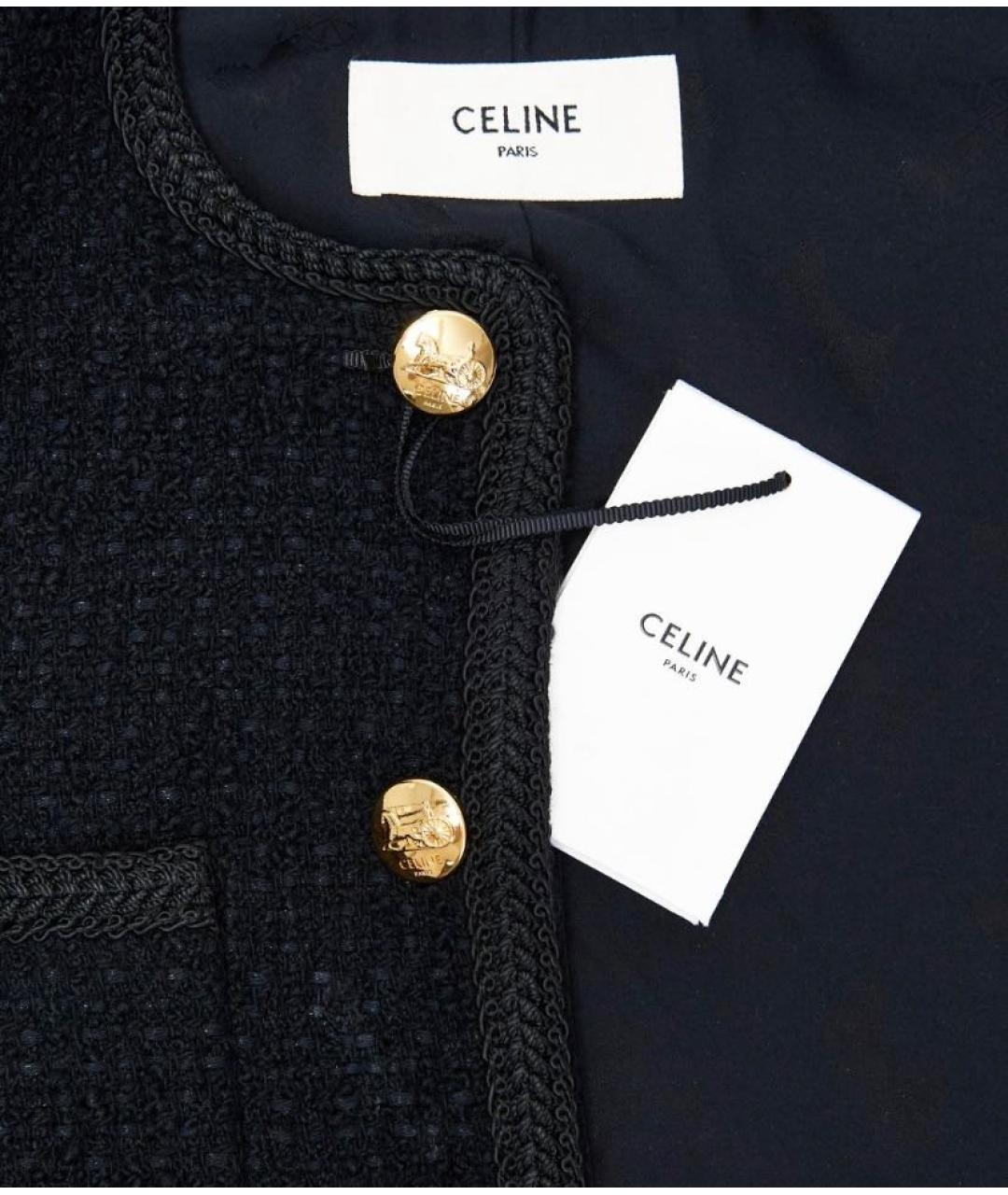 CELINE Черный твидовый жакет/пиджак, фото 3