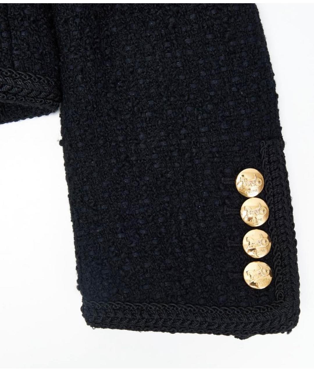 CELINE Черный твидовый жакет/пиджак, фото 7