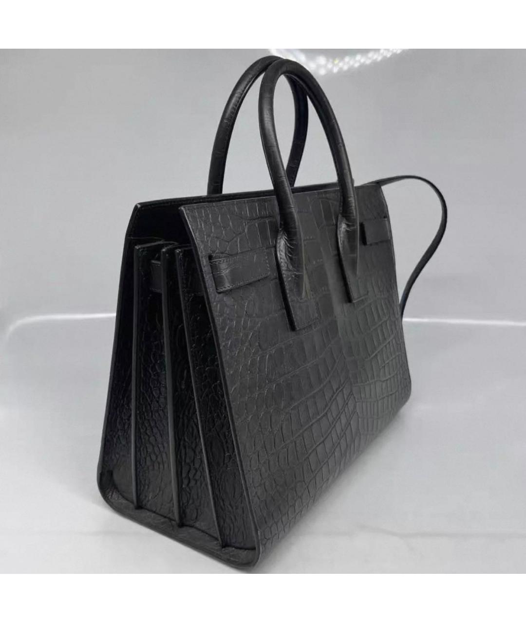 SAINT LAURENT Черная кожаная сумка с короткими ручками, фото 6