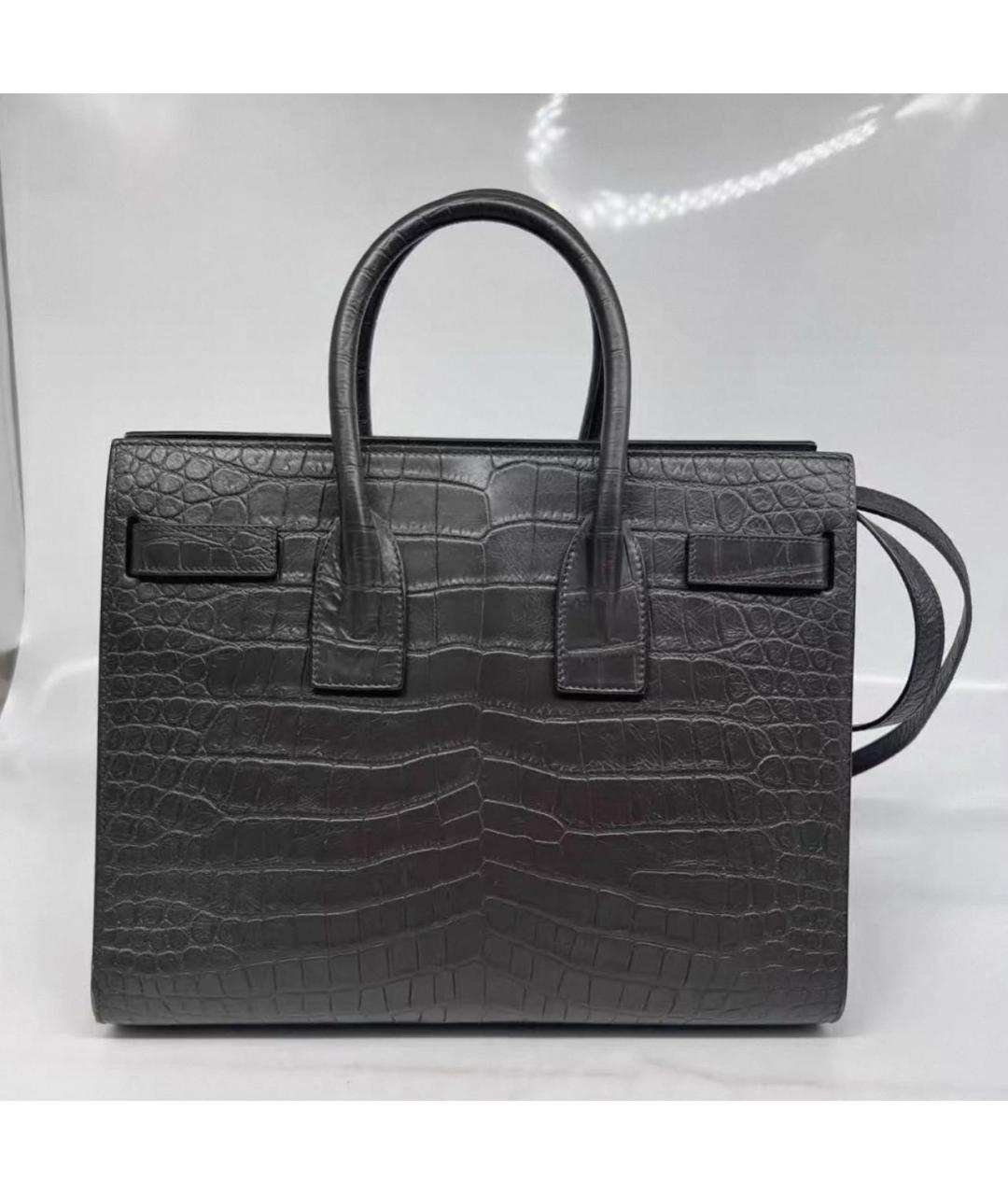 SAINT LAURENT Черная кожаная сумка с короткими ручками, фото 5