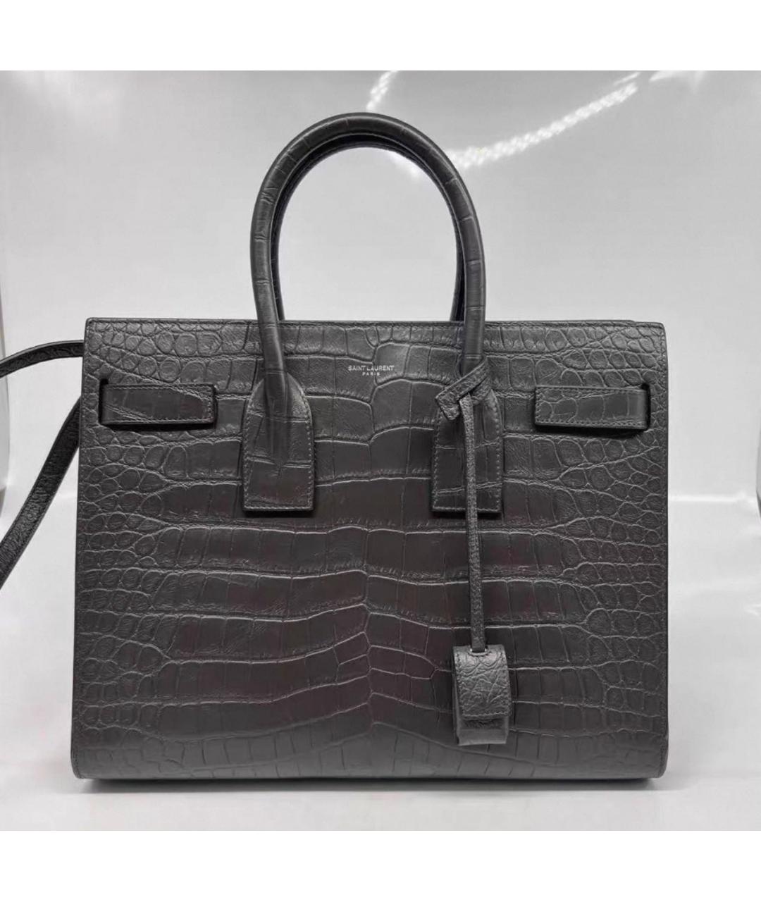 SAINT LAURENT Черная кожаная сумка с короткими ручками, фото 9