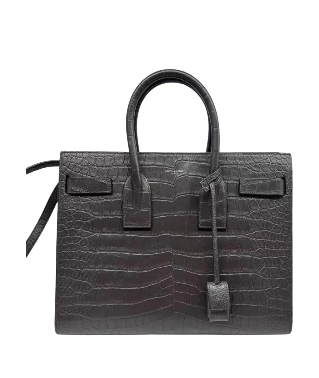 SAINT LAURENT Черная кожаная сумка с короткими ручками, фото 1