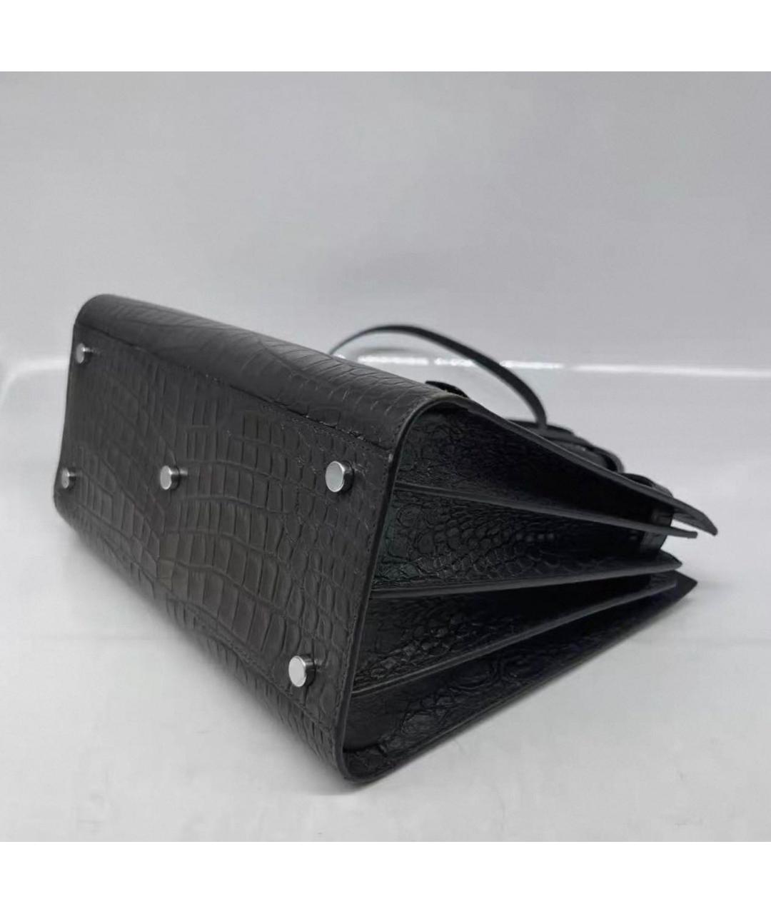 SAINT LAURENT Черная кожаная сумка с короткими ручками, фото 7