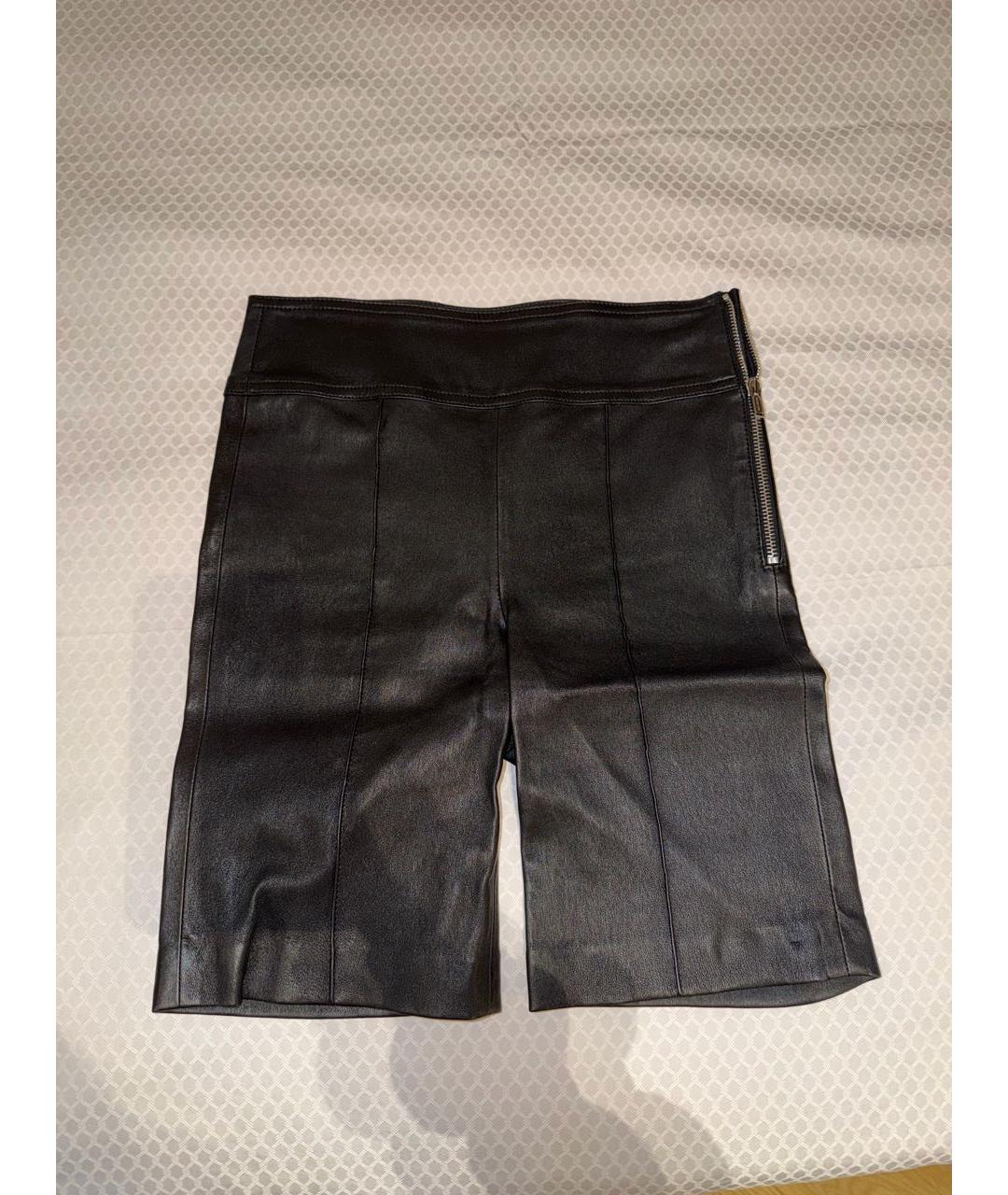 HELMUT LANG Черные кожаные шорты, фото 2