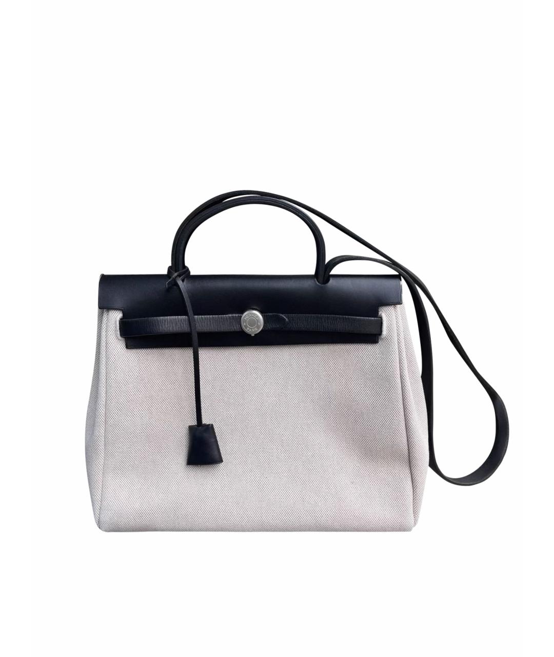 HERMES Черная кожаная сумка с короткими ручками, фото 1